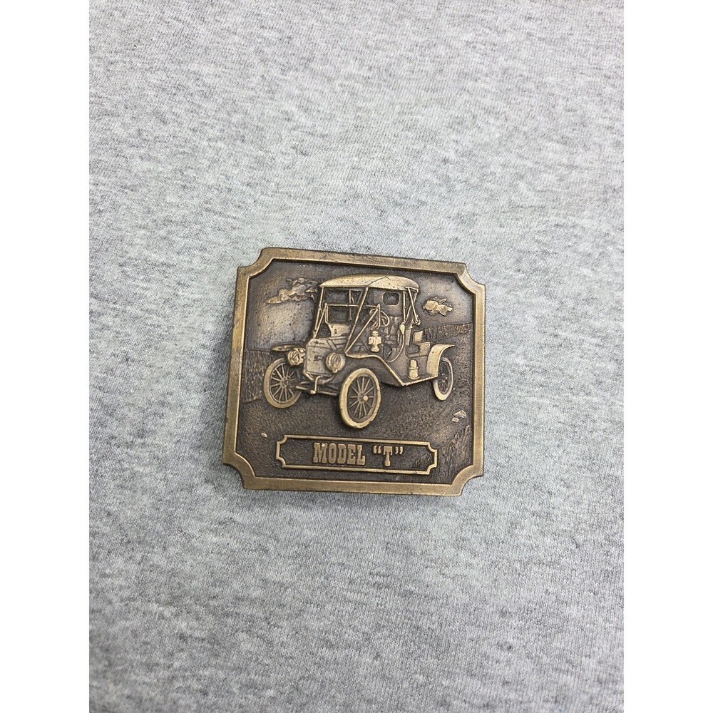 Vintage 1977 Ford Model T Solid Brass Bergamot Brass Works Belt Buckle Heavy
